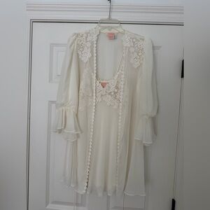 Ivory Lace Trim Nightgown & matching robe by Flora Nikrooz Saks Fifth Avenue